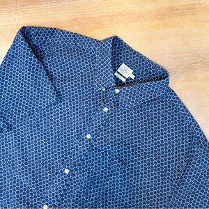 Faherty Men’s Stretch Playa Short Sleeve Shirt Midnight Fish Scale Sz XXL